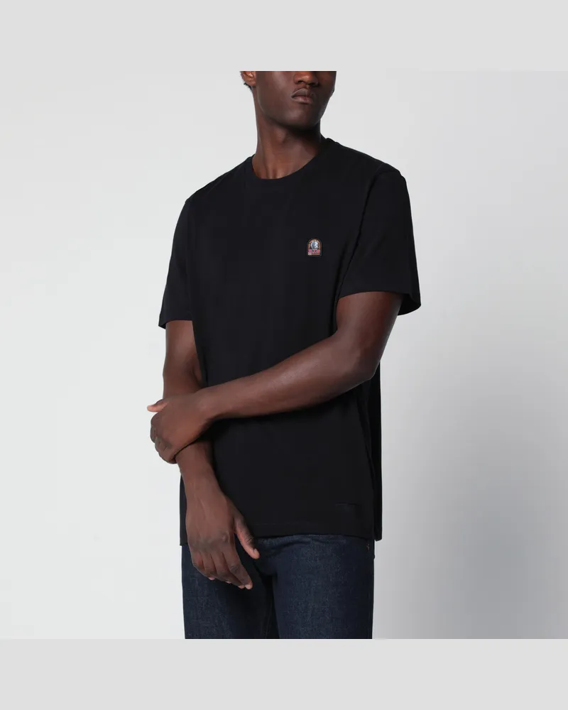 Parajumpers Schwarzes T-Shirt aus Baumwolle mit Logo-Patch Black