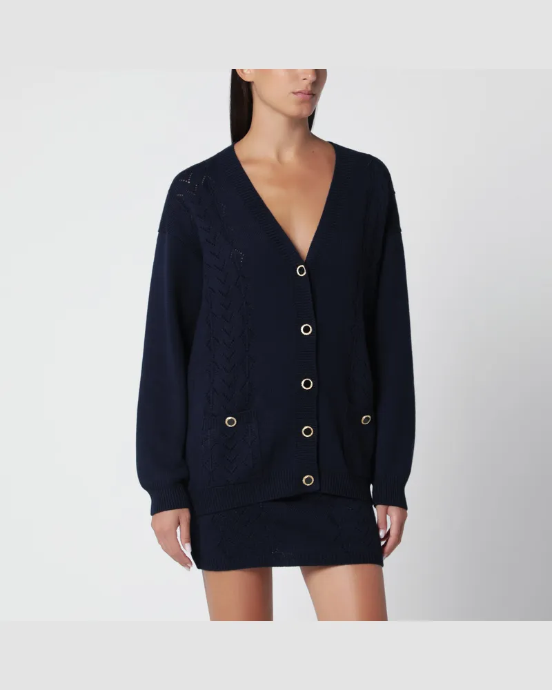 Alessandra Rich Strickcardigan marineblau aus Merinowolle Blue