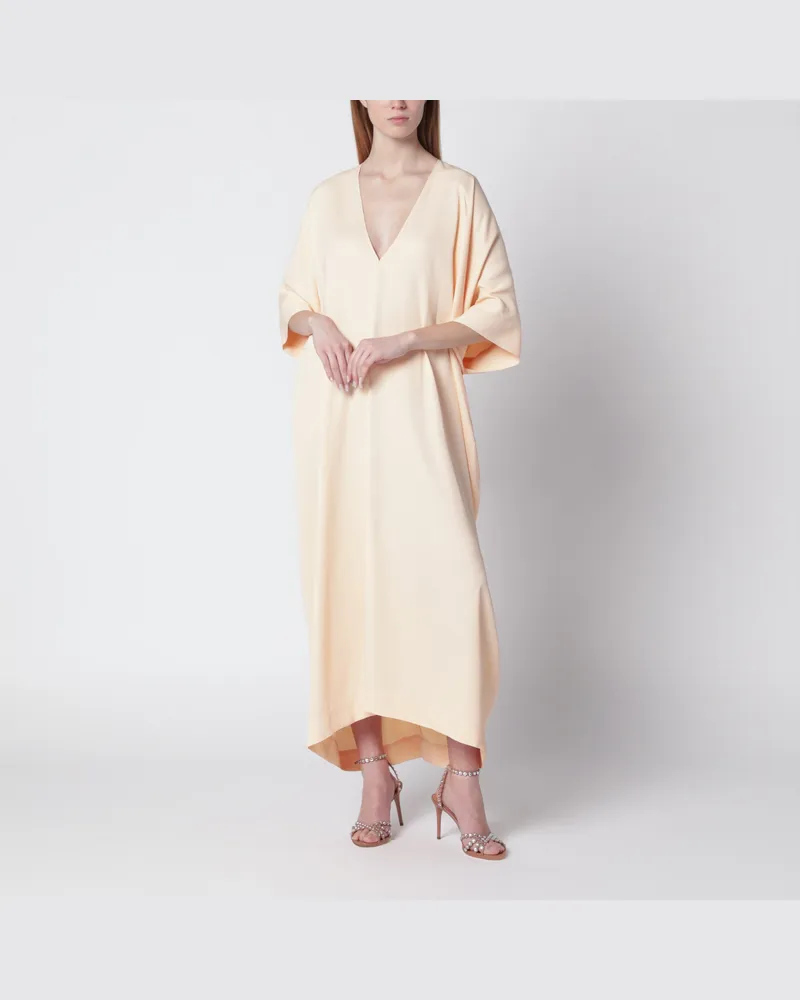 Alberta Ferretti Langes rosa Kaftan-Kleid mit V-Ausschnitt Pink