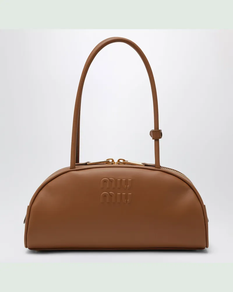 Miu Miu Mittelgroße Beau Tasche aus Cognac-Leder Brown
