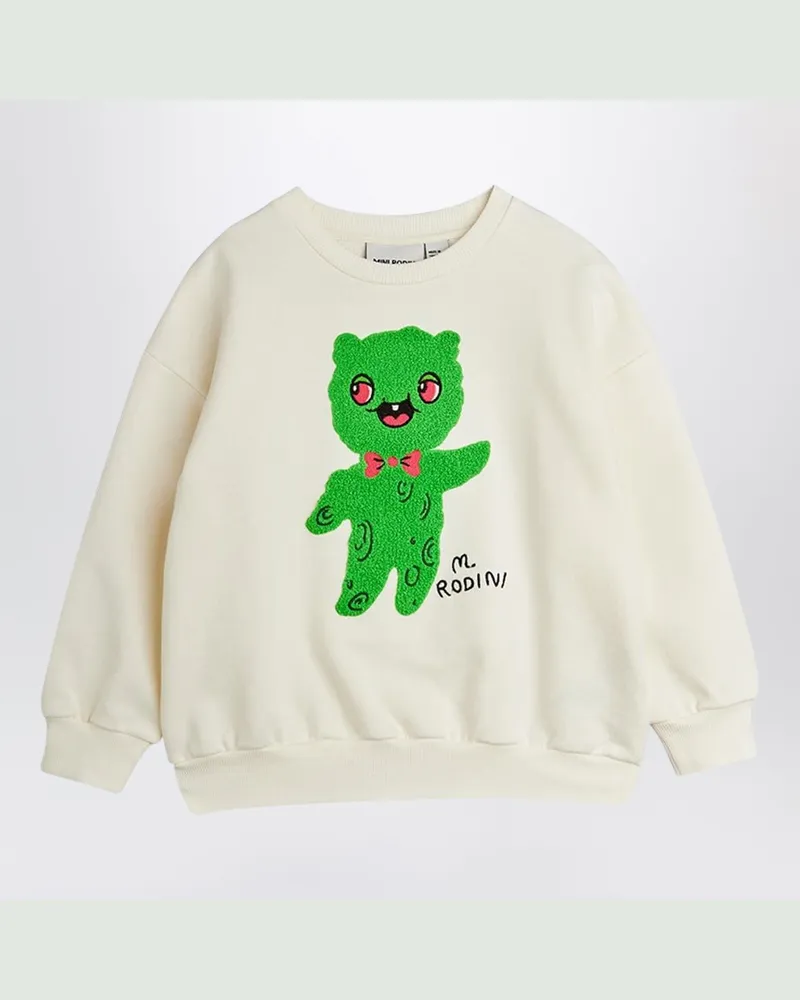 Mini Rodini Weißes Sweatshirt mit Alien aus Chenille White