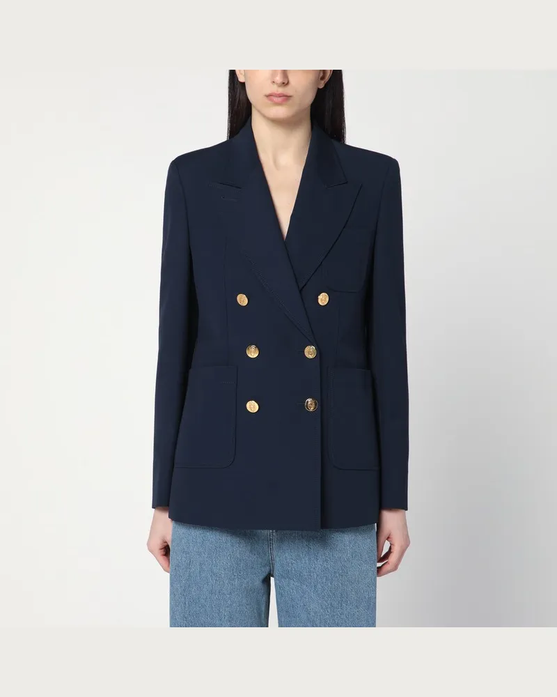 Gucci Doppelreihige blaue Jacke aus Baumwolle Blau
