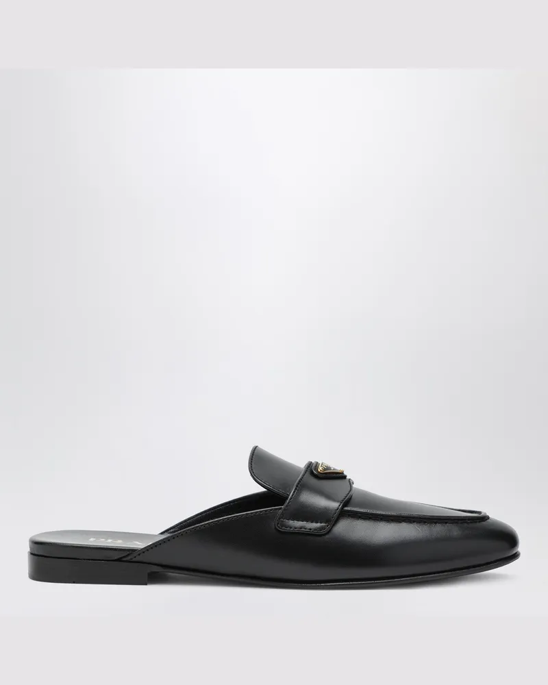 Prada Schwarze Leder-Sabot 