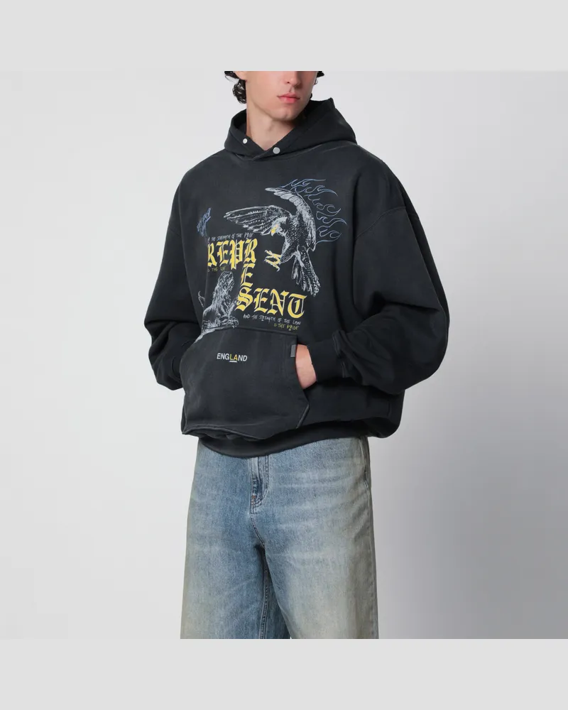 REPRESENT Schwarz verwaschenes Sweatshirt mit Eagle-Logo-Print Black