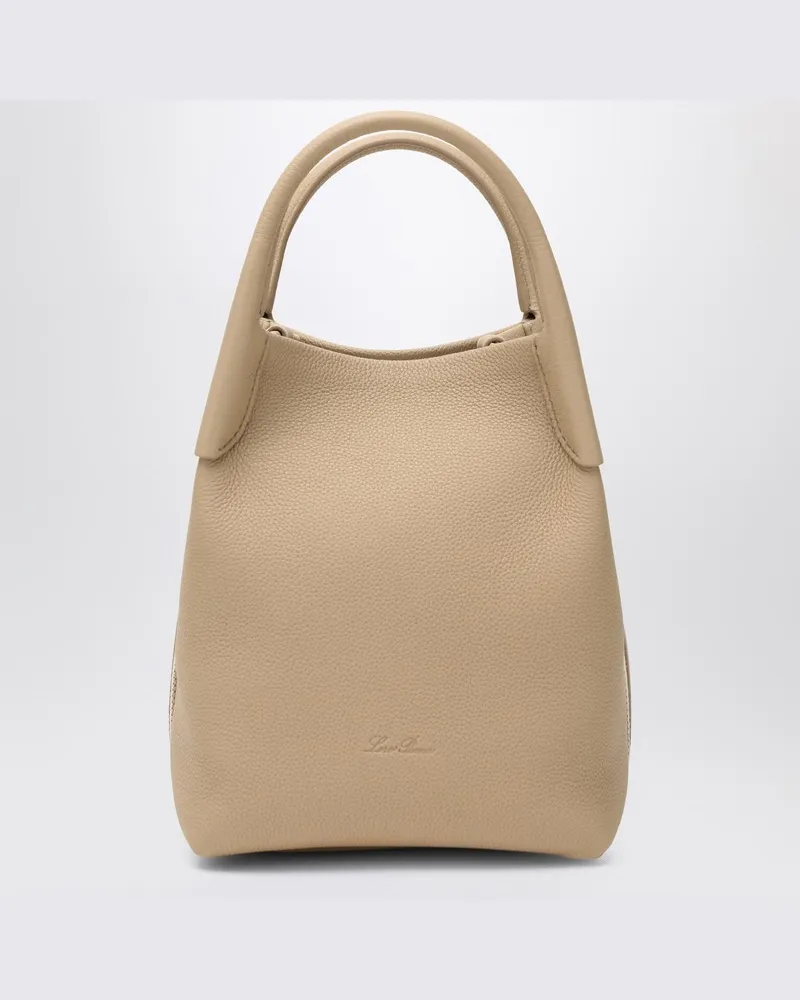 Loro Piana Kleine Bale-Tasche aus gehämmertem Leder in Light Mastic Beige