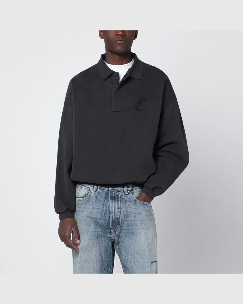 Fear of God Schwarzes ausgewaschenes Polosweatshirt Black