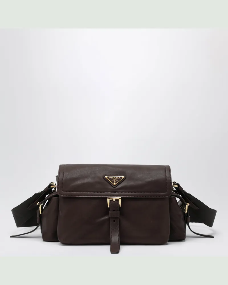 Prada Explore mittelgroße braune Tasche aus Nappaleder Brown