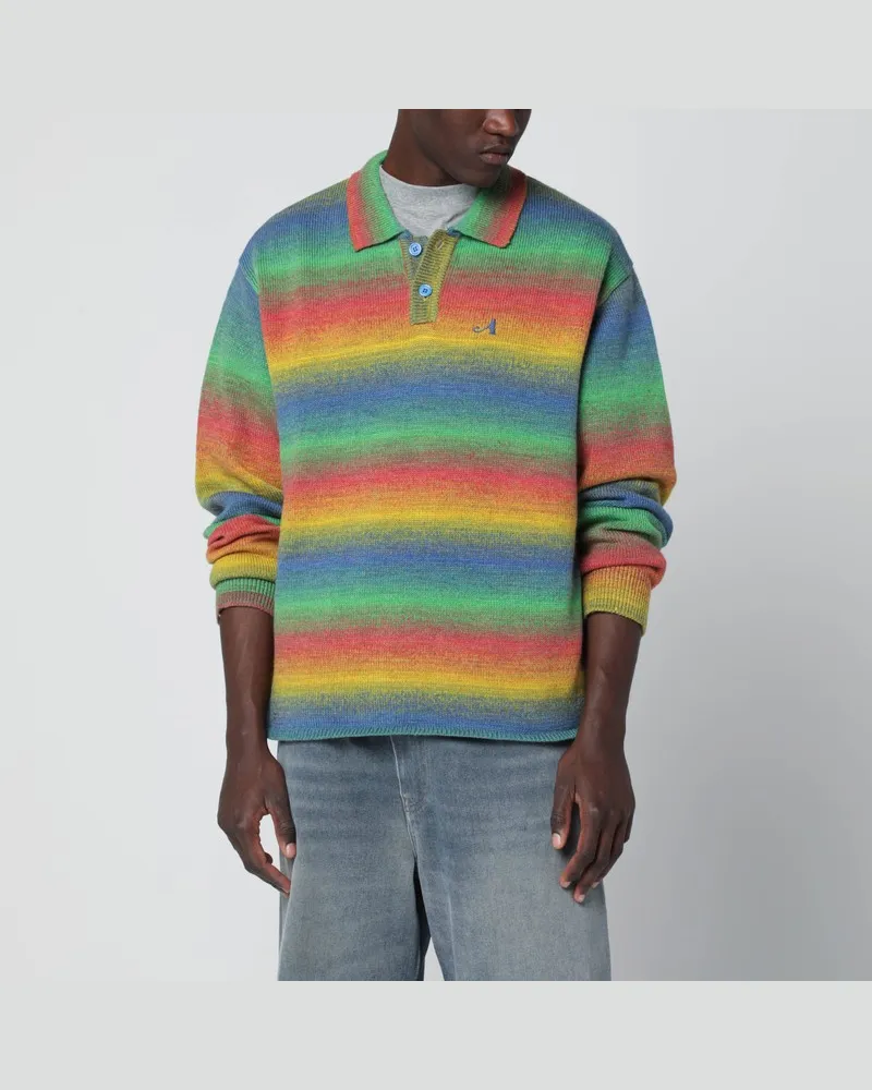 AWAKE NY Mehrfarbig gestreifter Polopullover Mehrfarbig