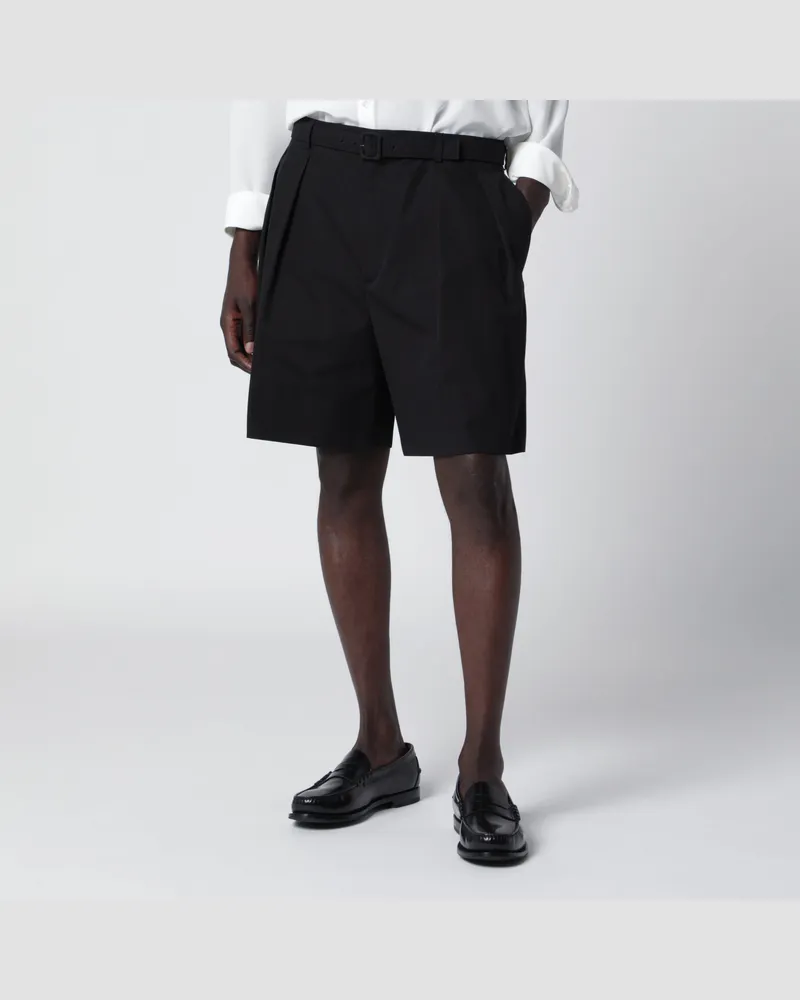 Saint Laurent Schwarze Bermuda Mit Gürtel Aus Corone Black