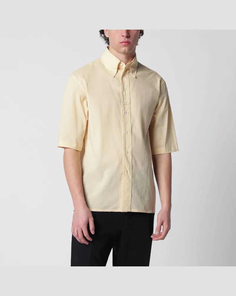 Christophe Lemaire Kurzärmliges Wollhemd in Hellgelb Yellow