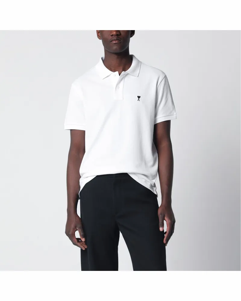 AMI Paris Weißes Ami De Coeur Poloshirt White
