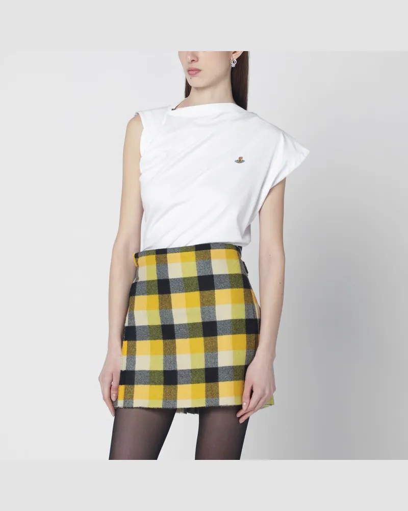 Vivienne Westwood Asymmetrisches weißes T-Shirt mit Orb-Logo Weiß