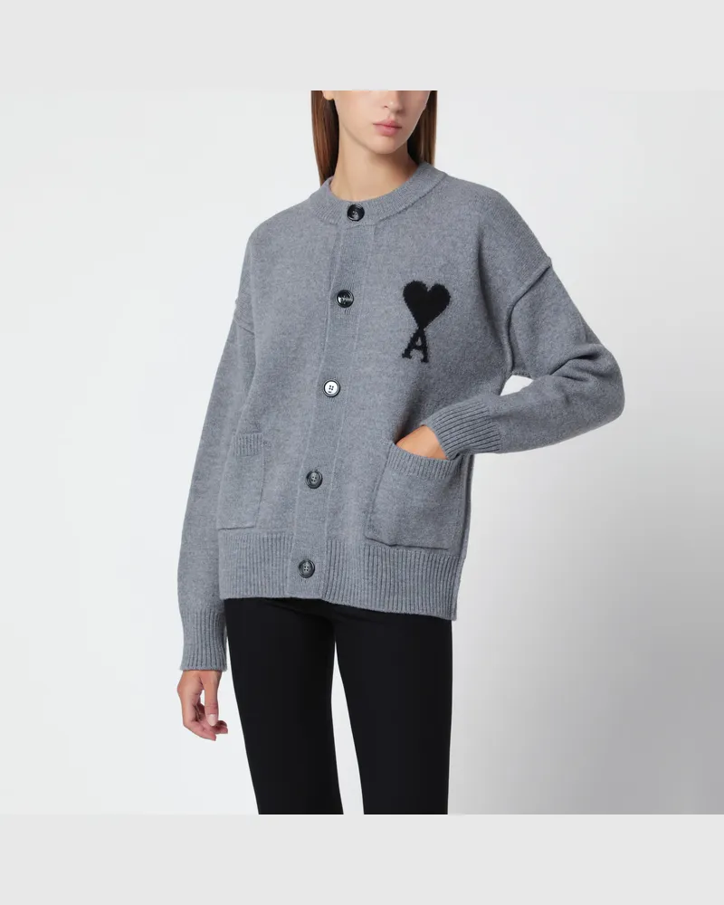 AMI Paris Grauer Ami de Coeur Cardigan aus Wolle Grey