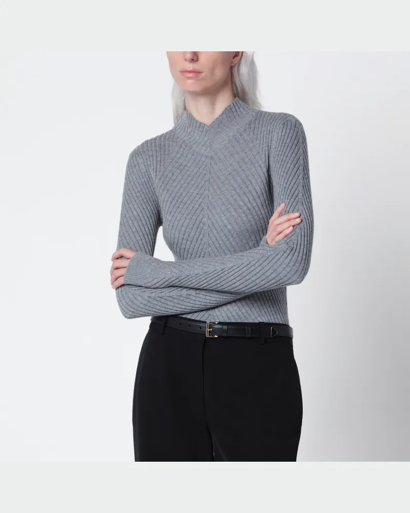Victoria Beckham Georgia Rollkragenpullover grau aus Merinowolle Grey