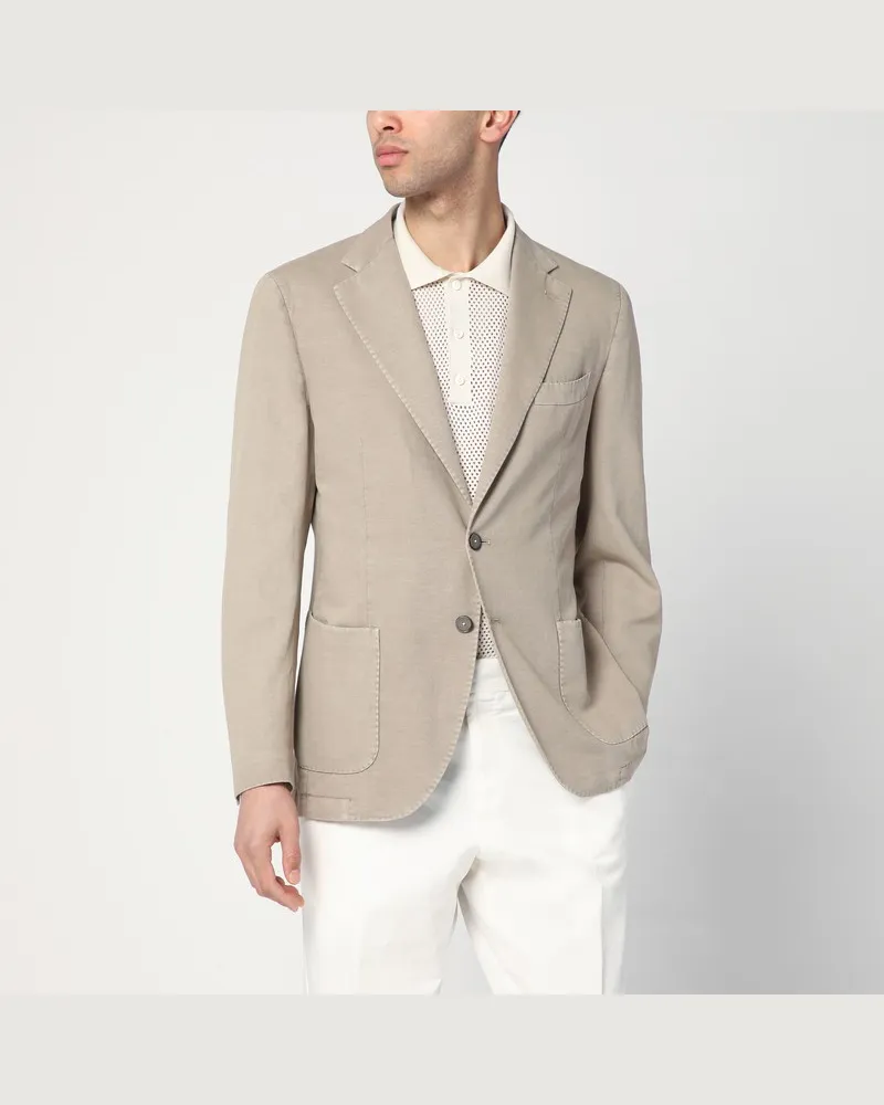 Biagio Santaniello Einreihige Jacke in Taubengrau Beige