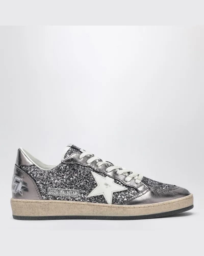 Golden Goose Ballstar Sneaker in Silber mit Glitzer Grau