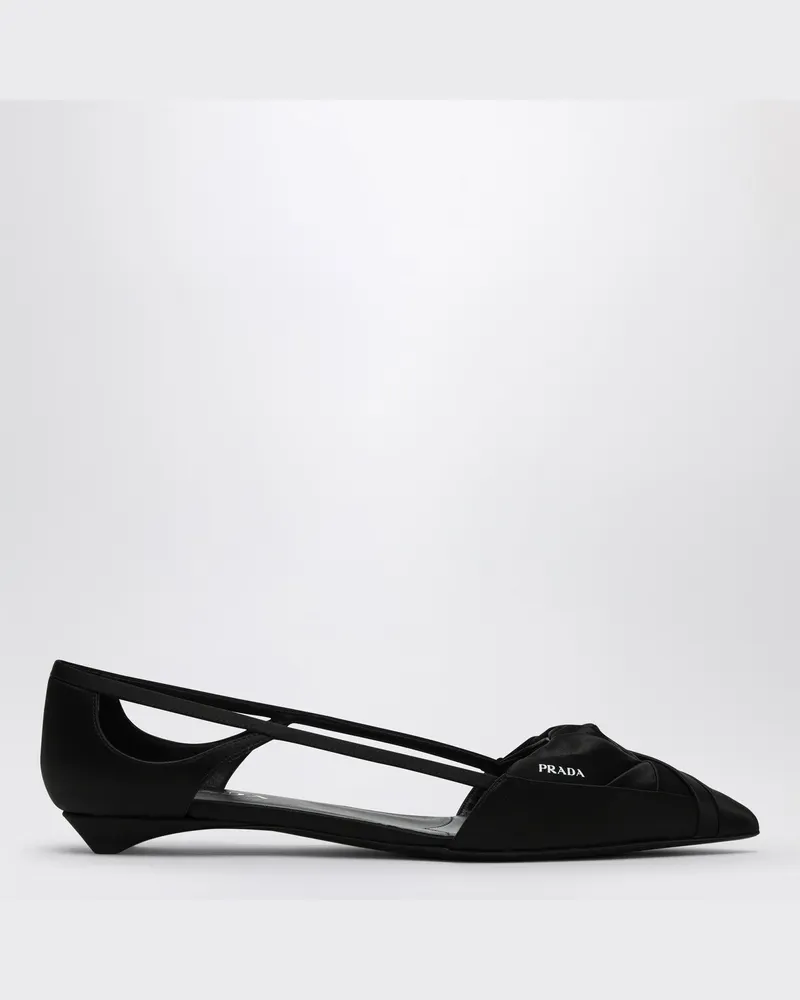 Prada Schwarze Satin-Ballerinas mit Ausschnitt Black