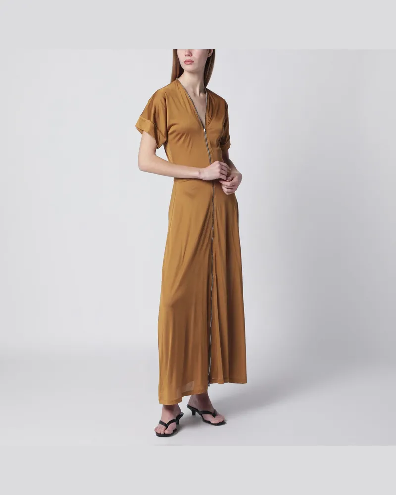 Christophe Lemaire Zimtbraunes Kleid mit Reißverschluss aus Baumwoll-Viskose-Jersey Brown