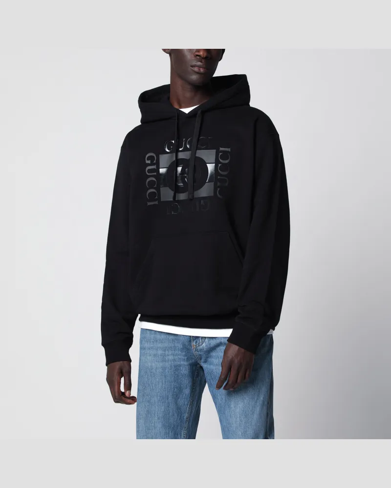 Gucci Weißes Baumwoll-Sweatshirt mit Logodruck Black