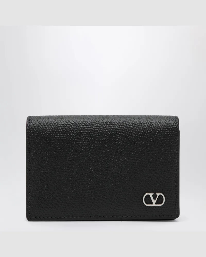 Valentino Garavani Bifold-Kreditkartenetui aus schwarzem Leder Black