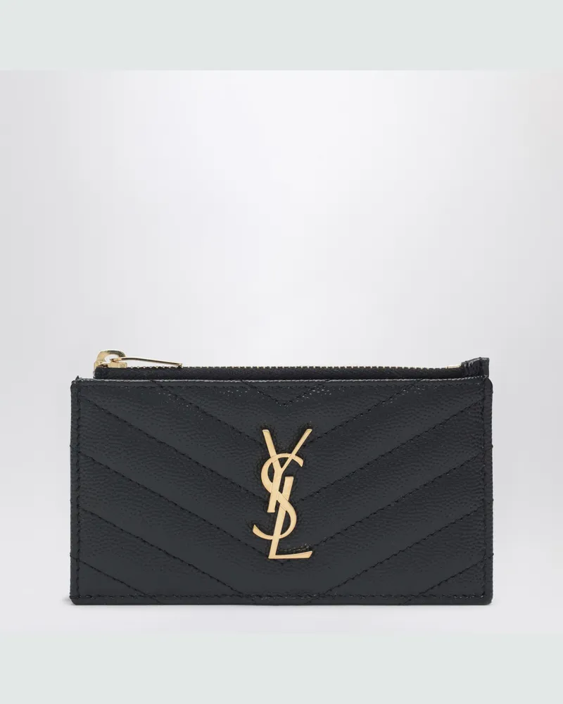 Saint Laurent Schwarzer gesteppter Cassandre Kartenhalter 