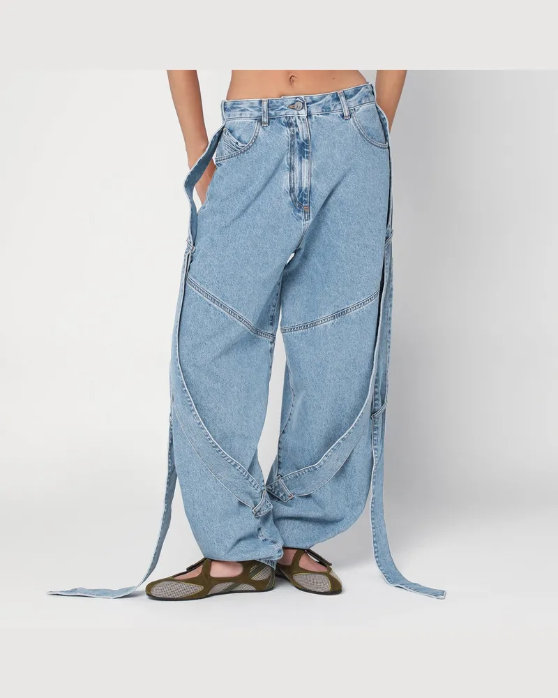 ATTICO Weite hellblaue Jeans mit Bändern 