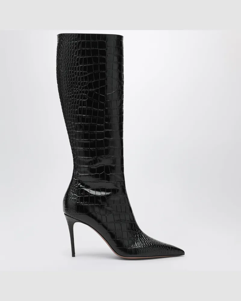 Paris Texas Hohe Stiefel Vera anthrazit aus Leder Black