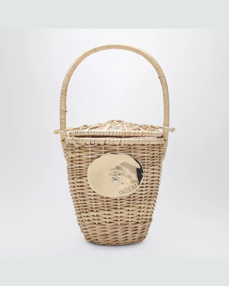 Patou Beiger Beuteltasche aus Weidengeflecht Beige