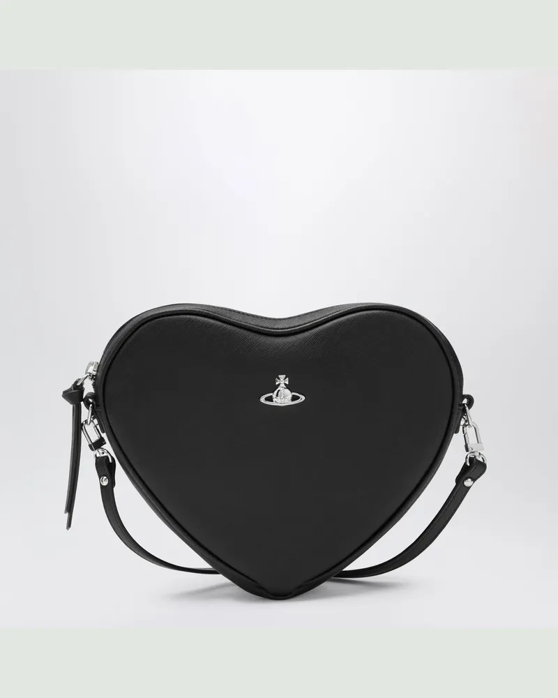Vivienne Westwood Schwarze Alexa Heart Schultertasche aus PU mit Saffiano-Finish Black