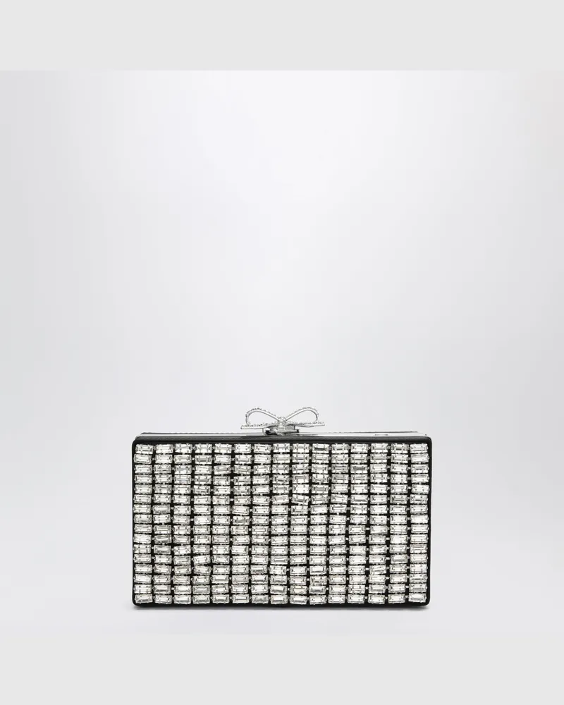 Self-Portrait Clutch-Tasche aus silbernem Kristallnetz Metal