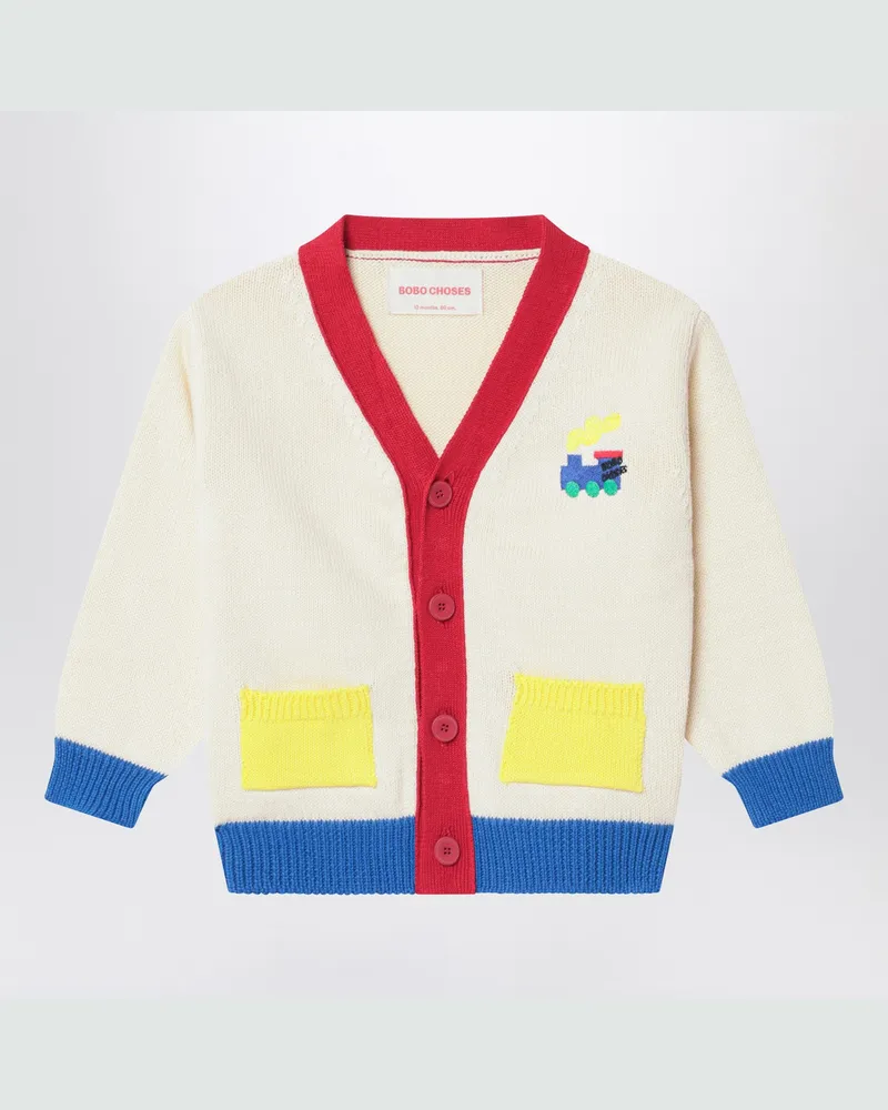 BOBO CHOSES Color-Block Bobo Choo Choo Cardigan White