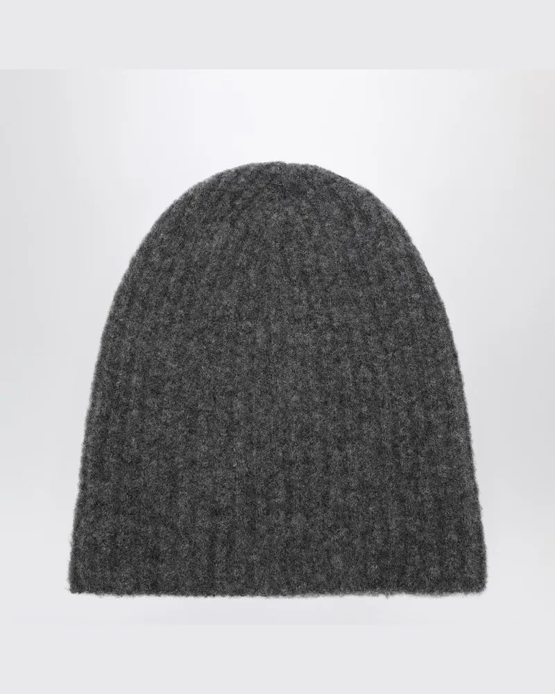 Roberto Collina Kohle Kaschmir geripptes Beanie Grau