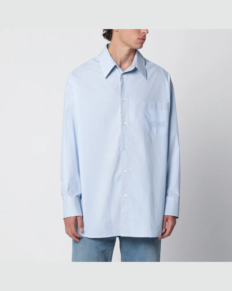 Maison Margiela Hellblaues Hemd aus Baumwollpopeline Light