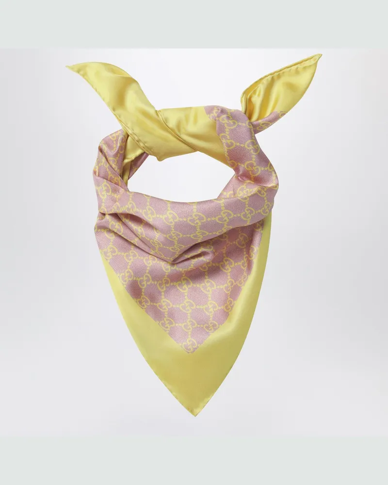 Gucci Seidentwill-Tuch in Rosa und Gelb 
