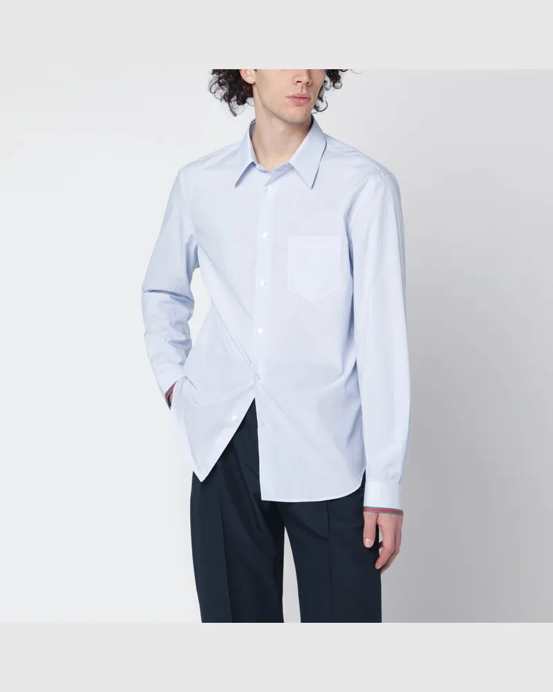 Gucci Hellblau gestreiftes Hemd mit Web-Detail Hellblau