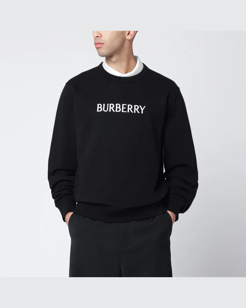 Burberry Schwarzes Slim-Sweatshirt aus Baumwollfrottee Black