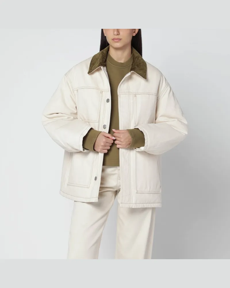 AMI Paris Gepolsterte Worker-Jacke aus Baumwolle in Elfenbein Weiß