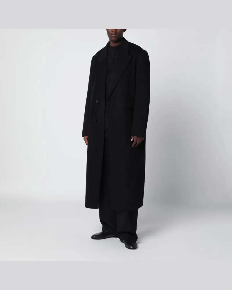 Séfr Langer schwarzer Mantel aus Wolle und Kaschmir Black
