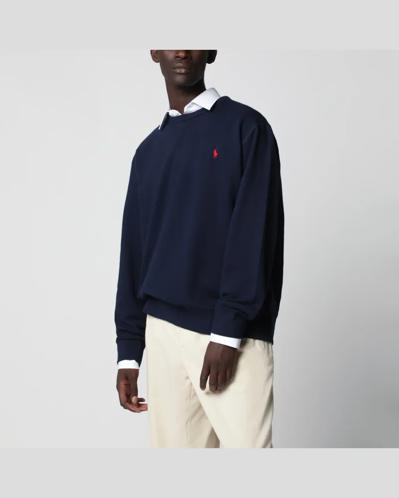 Ralph Lauren Navyblaues Rundhals-Sweatshirt aus Baumwollmischung Blue