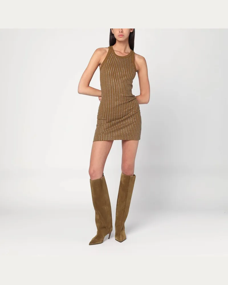 ATTICO Militärgrünes Minikleid mit Strass Grün