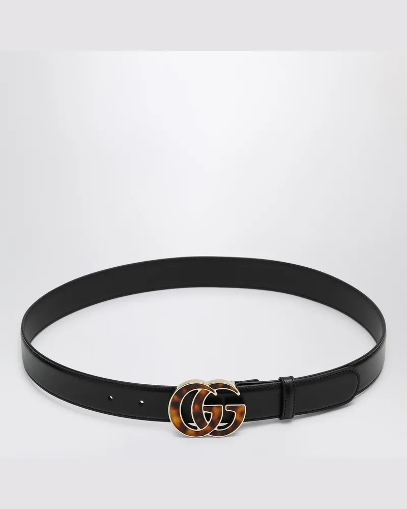Gucci Schwarzer Gürtel mit GG aus schildpattfarbenem Plexiglas Black
