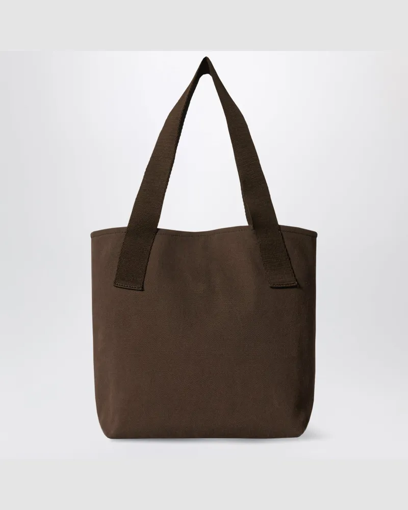 The Row Small Brian dark brown cotton tote bag Brown