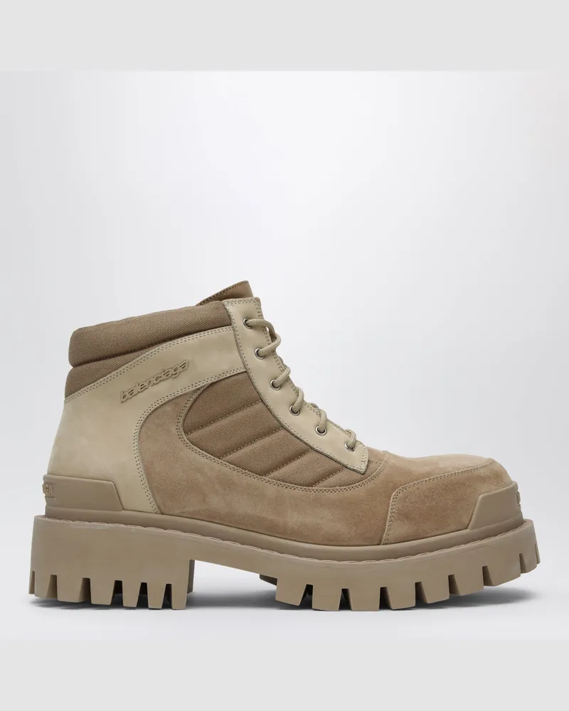Balenciaga Nubukleder-Stiefel „Combat Strike" in Sandfarbe Beige