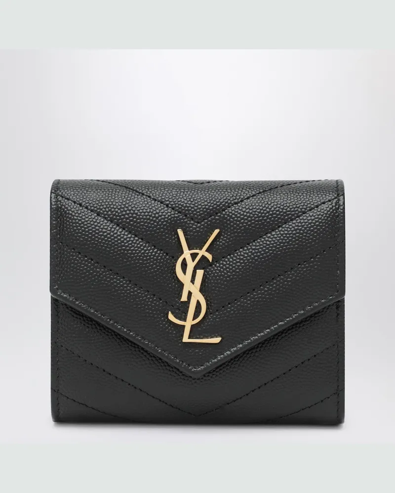 Saint Laurent Cassandre Matelassé schwarzes dreifach gefaltetes Portemonnaie Black