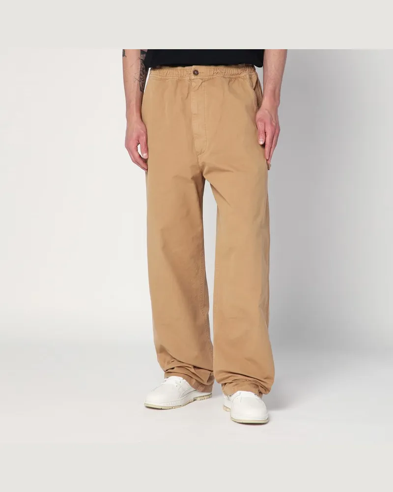 Maison Margiela Baggy/lockere ockerfarbene Baumwollhosen Beige