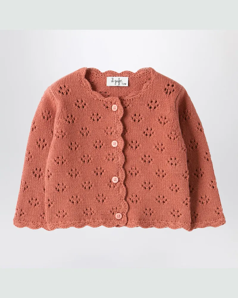 Il Gufo Rosa Cardigan mit Ajourmuster 