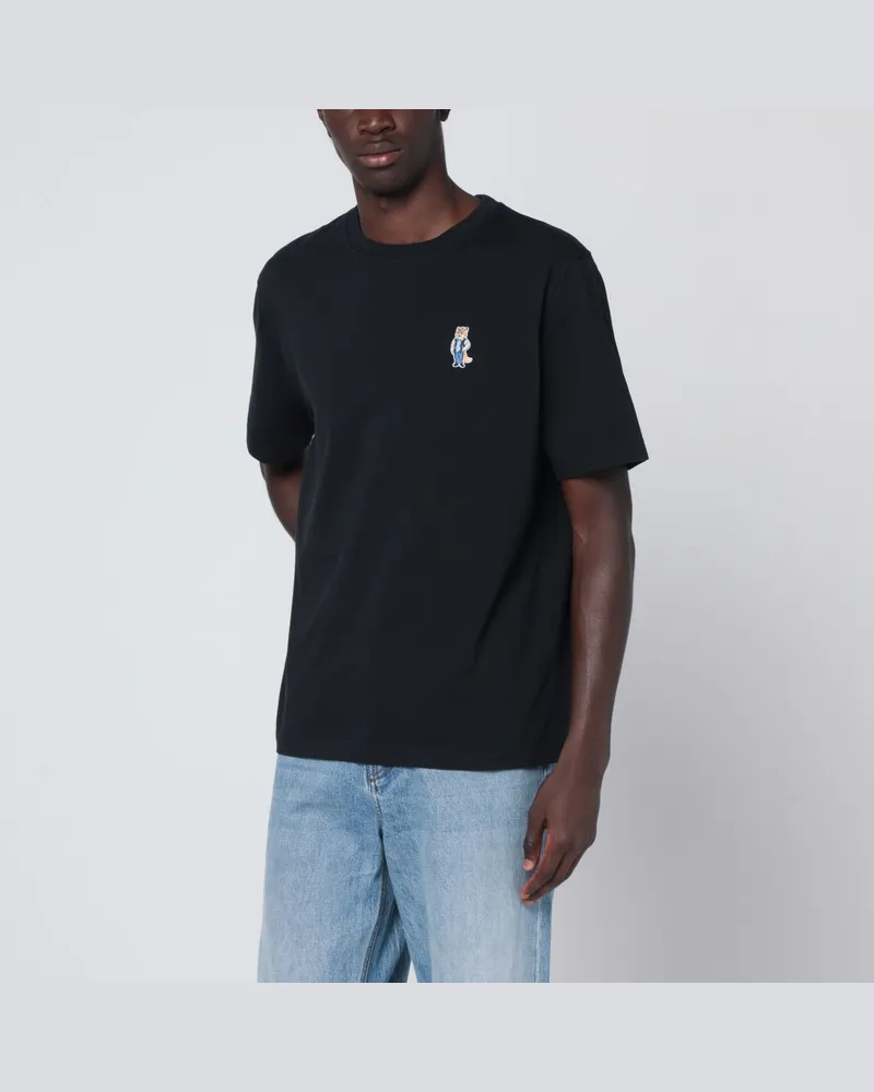 Kitsuné Weißes Baumwoll-T-Shirt Schwarz