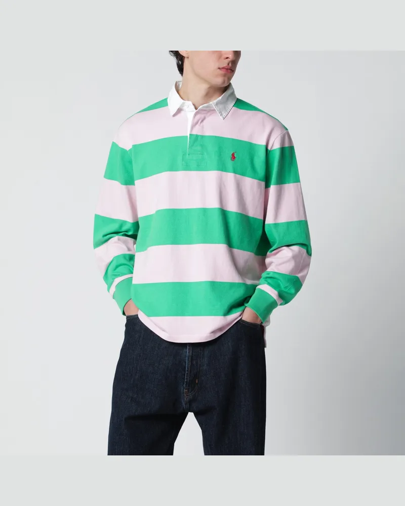 Ralph Lauren Polo mit Streifen in Rosa/Smaragdgrün Multicolor