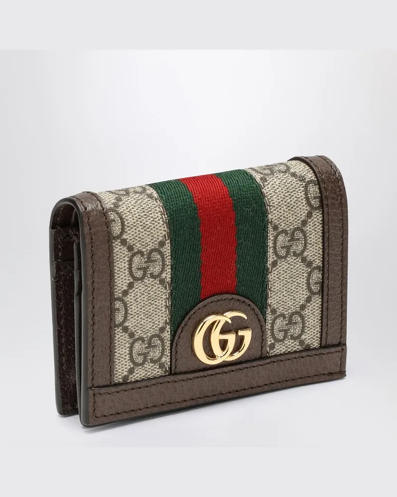 Gucci Kleine Ophidia Geldbörse aus beige-braunem GG-Stoff Beige