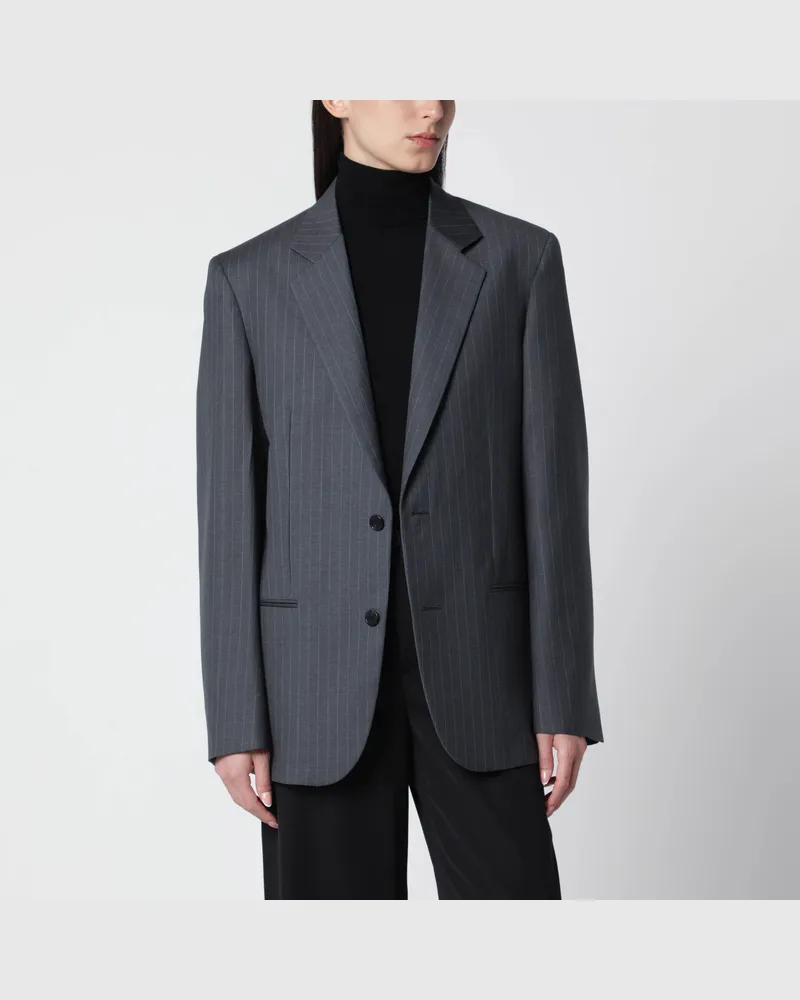 Gucci Jacke aus Nadelstreifenwolle in Grau/Hellblau Grey